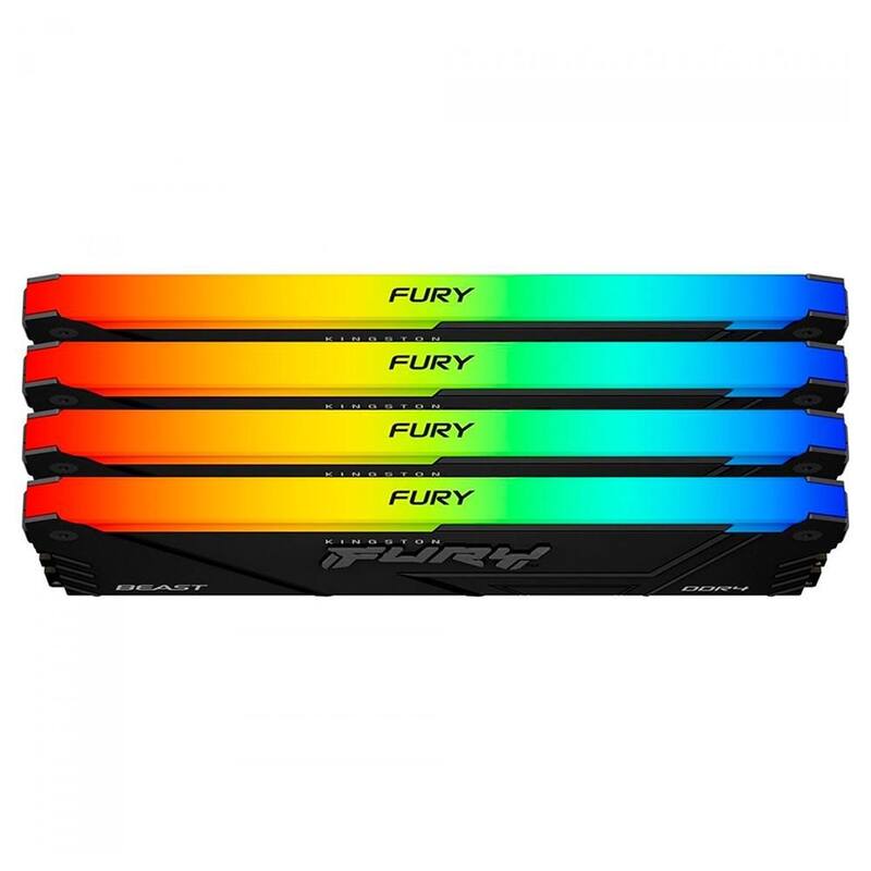 Memória RAM Kingston Fury Beast, RGB, 128GB (4x32GB), 3200MHz